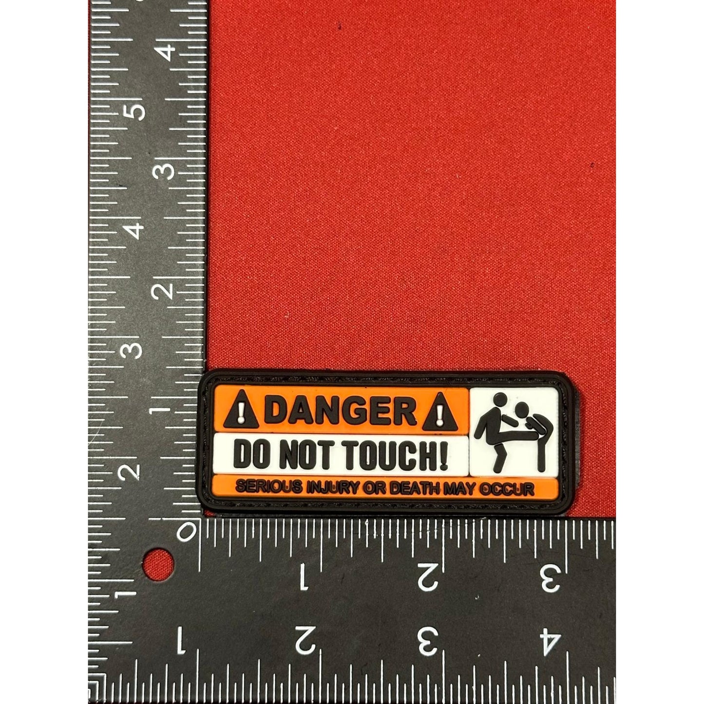 Danger Don't Touch Orange Patch HOOK & LOOP Backing