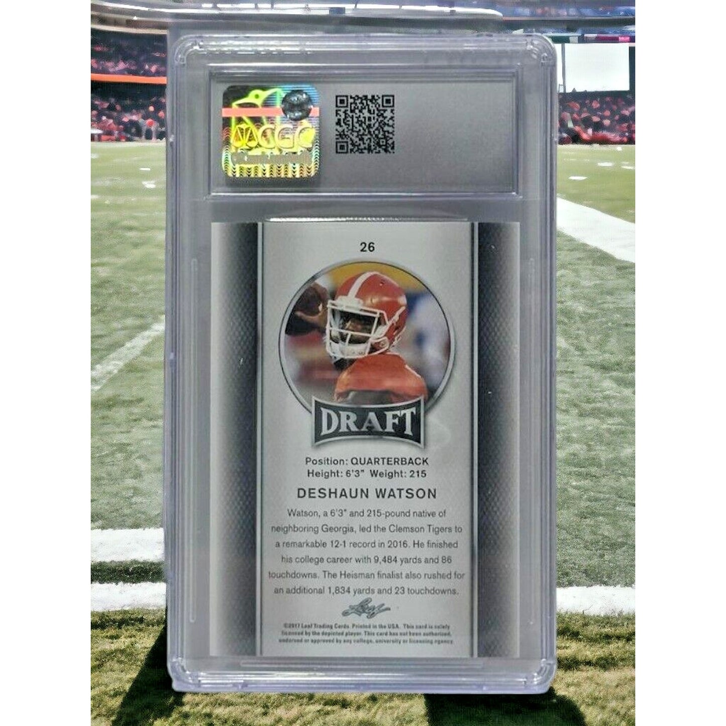 2017 Leaf Draft Deshaun Watson #26 CGC 10 Gem Mint Rookie RC