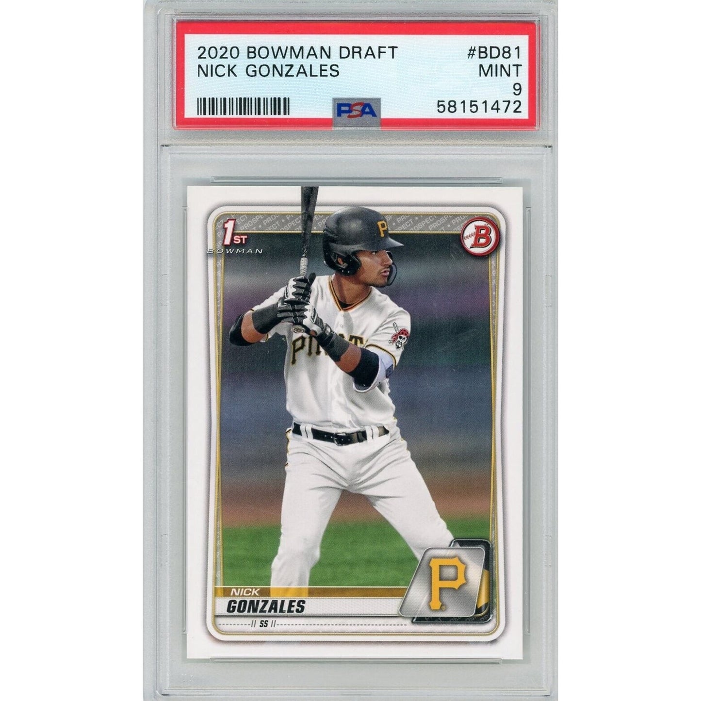 2020 Bowman Draft #BD81 Nick Gonzales PSA 9 Bowman First RC 1472