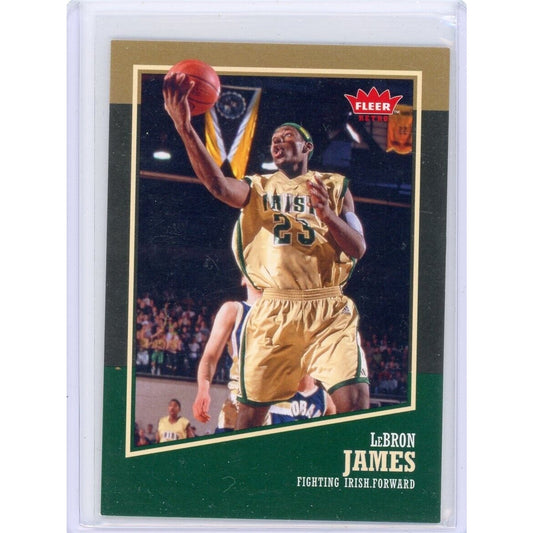 LeBRON JAMES Irish High School Jersey Basketball 2013 Fleer Retro Card LAKERS!