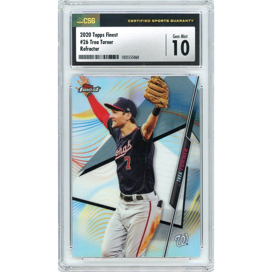 2020 Topps Finest Refractor Trea Turner #26 CSG 10 Gem Mint