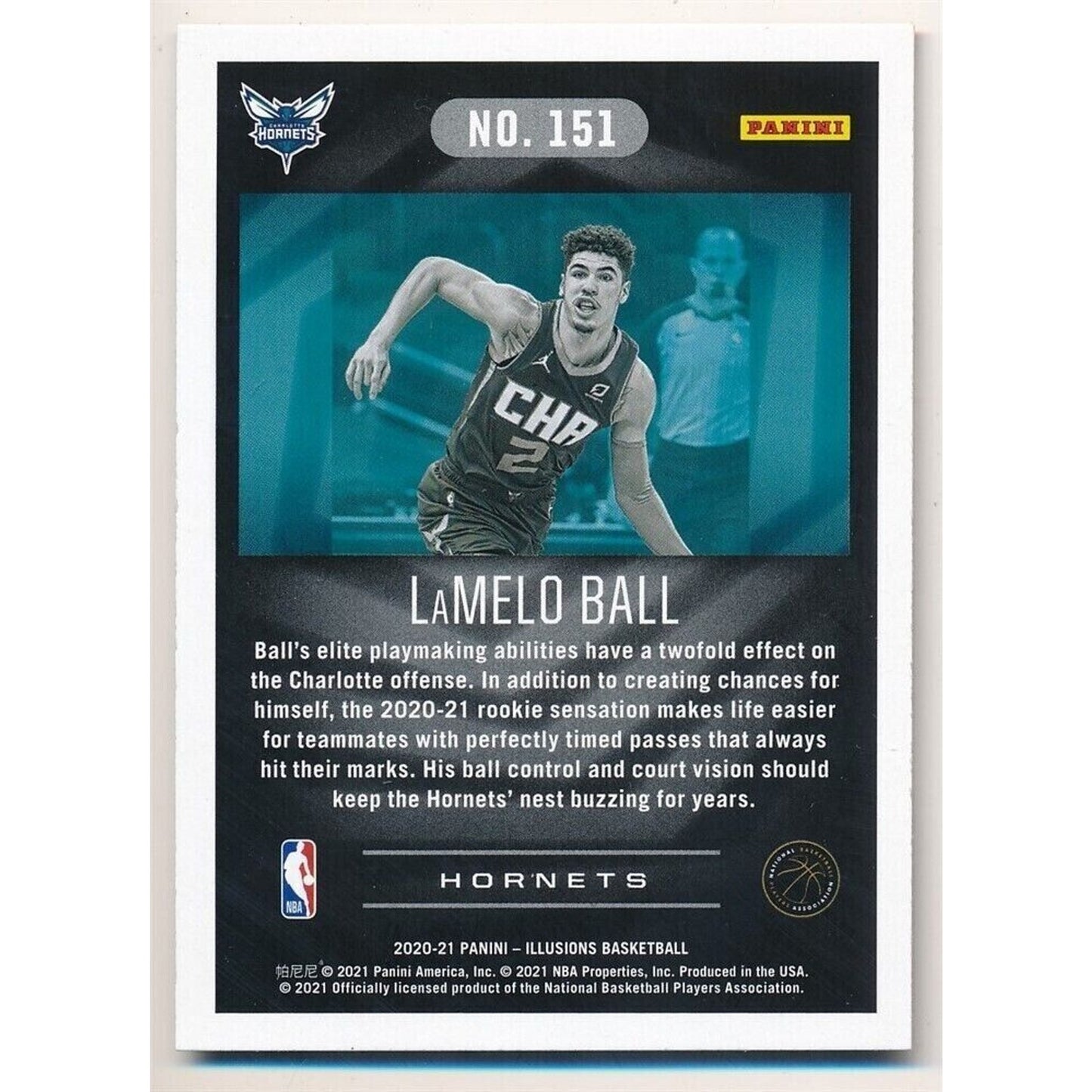 LAMELO BALL 2020/21 PANINI ILLUSIONS #151 RC ROOKIE CHARLOTTE HORNETS MINT