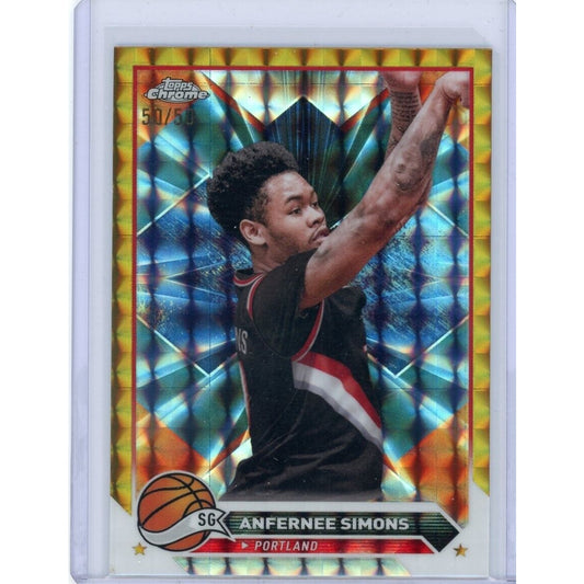 2023-24 TOPPS CHROME ANFERNEE SIMONS GOLD GEOMETRIC /50 TRAIL BLAZERS