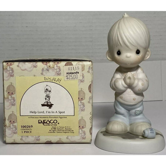 Precious Moments 1986 Help Lord, I'm In A Spot Porcelain Figurine 100269 D13