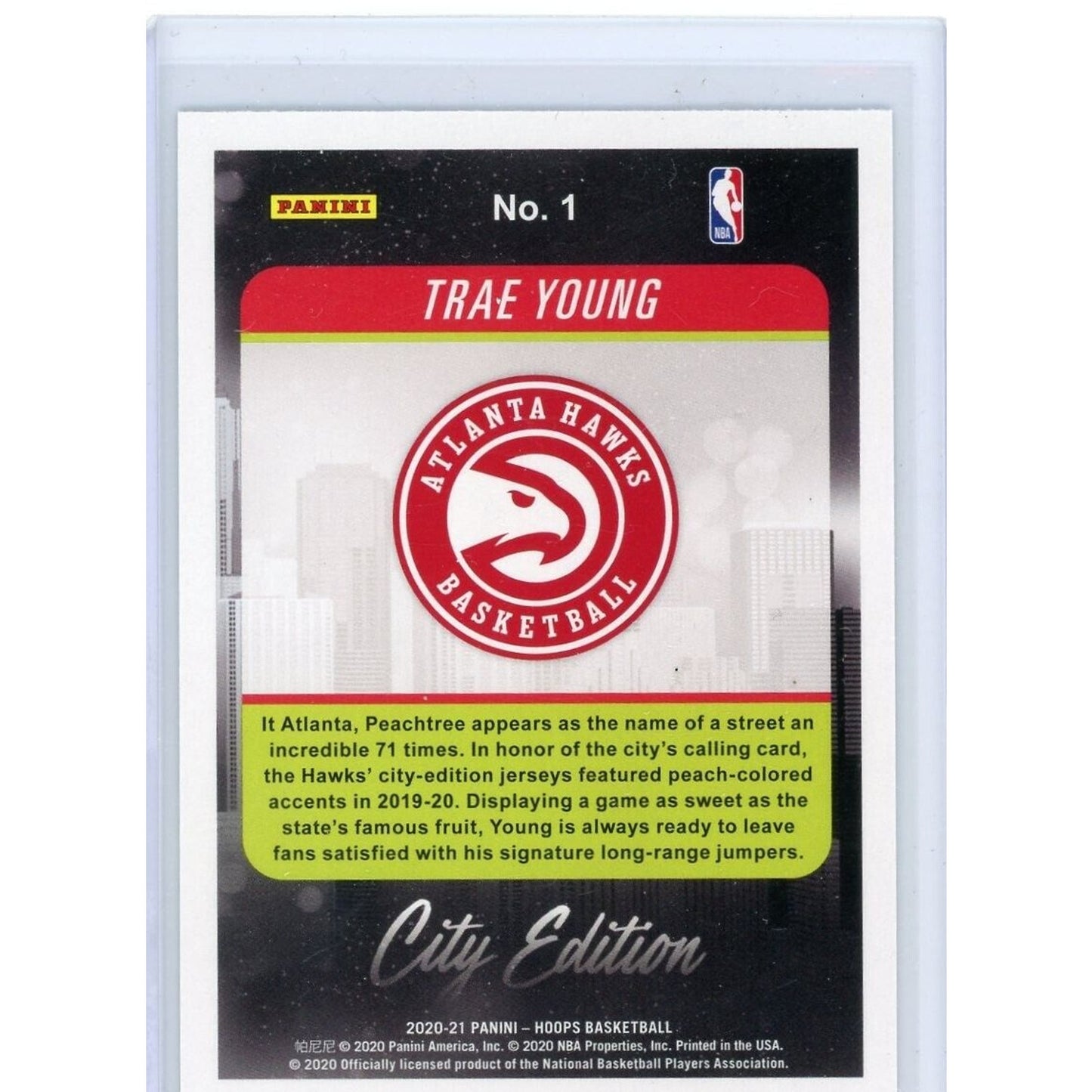 2020-21 Panini NBA Hoops Trae Young #1 City Edition Holo Foil Atlanta Hawks