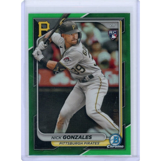 2024 BOWMAN CHROME NICK GONZALEZ GREEN REFRACTOR RC /99 PITTSBURGH PIRATES