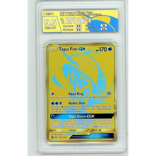 2019 Pokemon Hidden Fates Full Art Shiny Rare Holo #SV92/94 Tapu Fini GX HGA 9.5