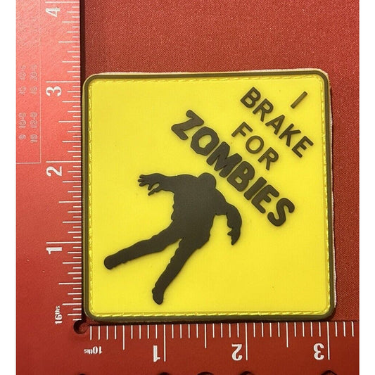 I Brake for Zombies Yellow Patch HOOK & LOOP Backing