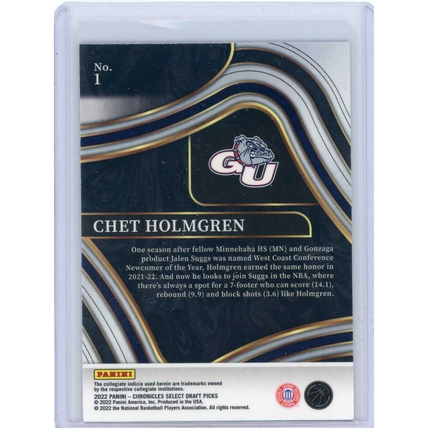 2022 Panini Chronicles Select Draft Picks Chet Holmgren #1 Rookie Thunder