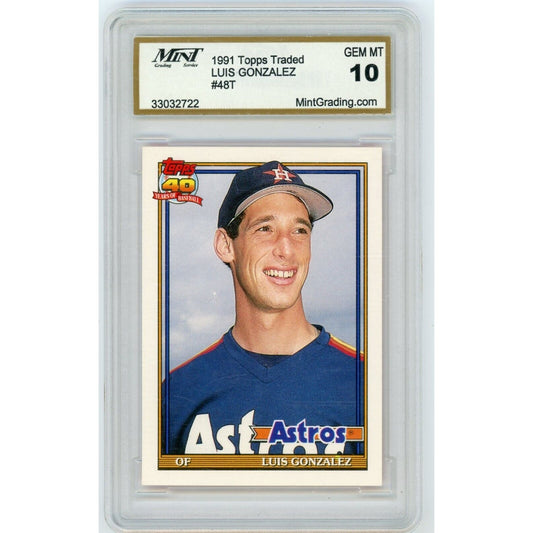 1991 Topps Traded Luis Gonzalez #48T Rookie MINT Grading 10 GEM MT Astros