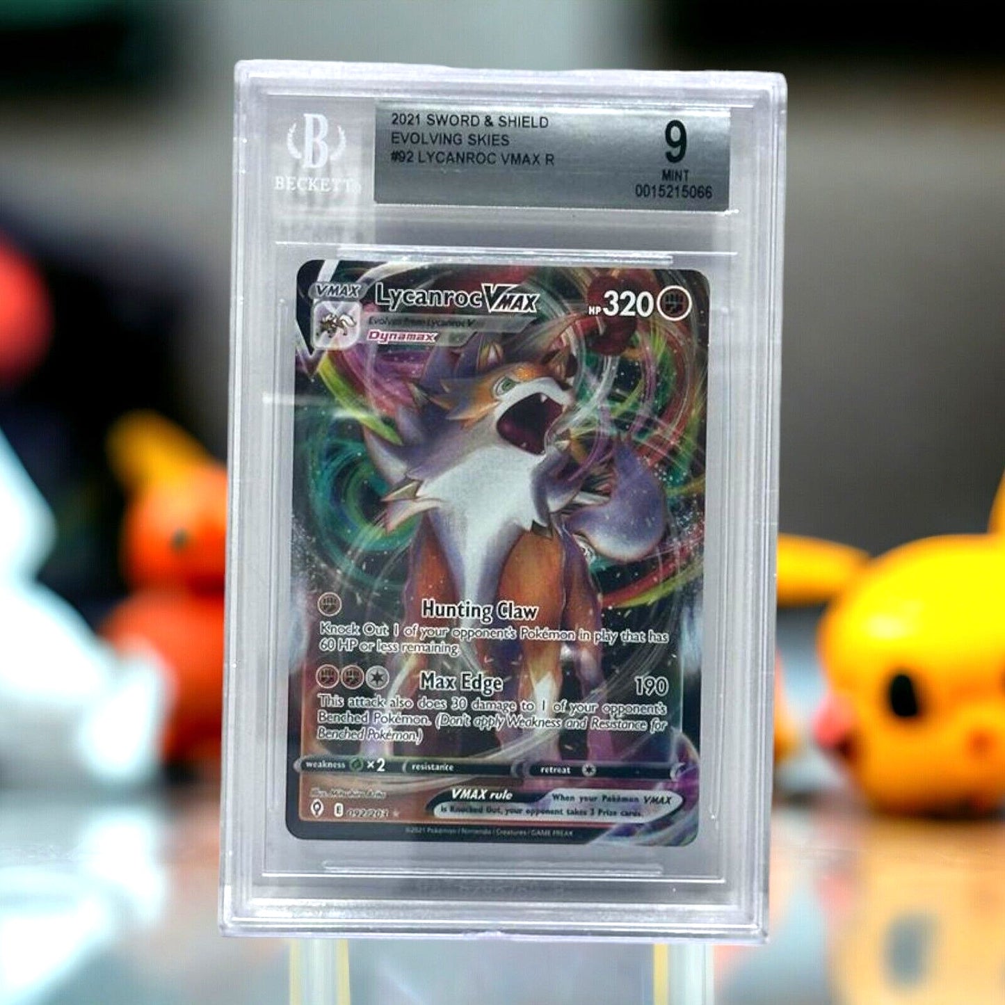 2021 Pokémon Sword & Shield - Evolving Skies Lycanroc FA VMAX #092 BGS 9 MINT