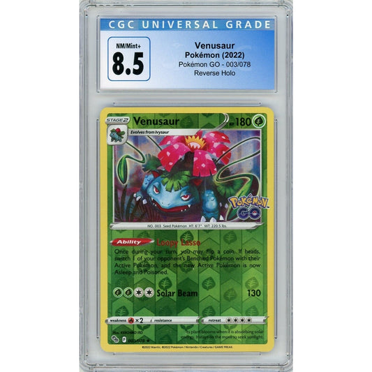 2022 Pokemon CGC 8.5 NM-MT+ Venusaur Pokemon GO Reverse Holo 003/078