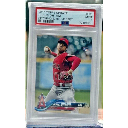 SHOHEI OHTANI PSA 9 MINT ROOKIE CARD #US1 1ST RC RED JERSEY SP 2018 TOPPS UPDATE