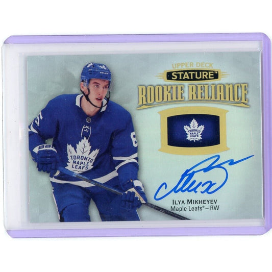 2019-20 UPPER DECK STATURE ILYA MIKHEYEV ROOKIE RELIANCE TORONTO MAPLE LEAFS BW