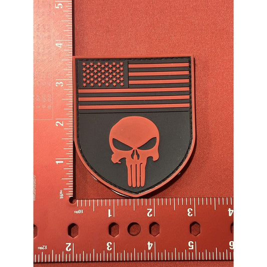 Skull Flag Red/Black Patch HOOK & LOOP Backing