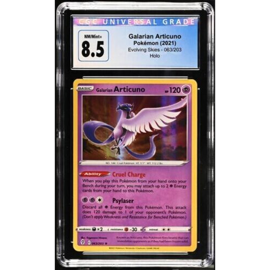 2021 Pokemon CGC 8.5 NM-MT+ Galarian Articuno Evolving Skies Holo 063/203