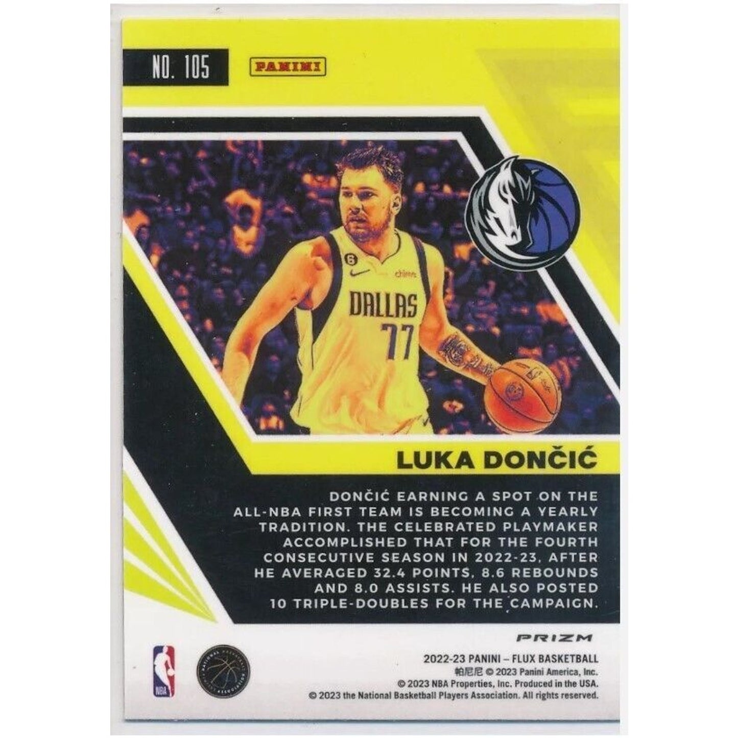 2022-23 Panini Flux Luka Doncic #105 Red Cracked Ice Mavericks