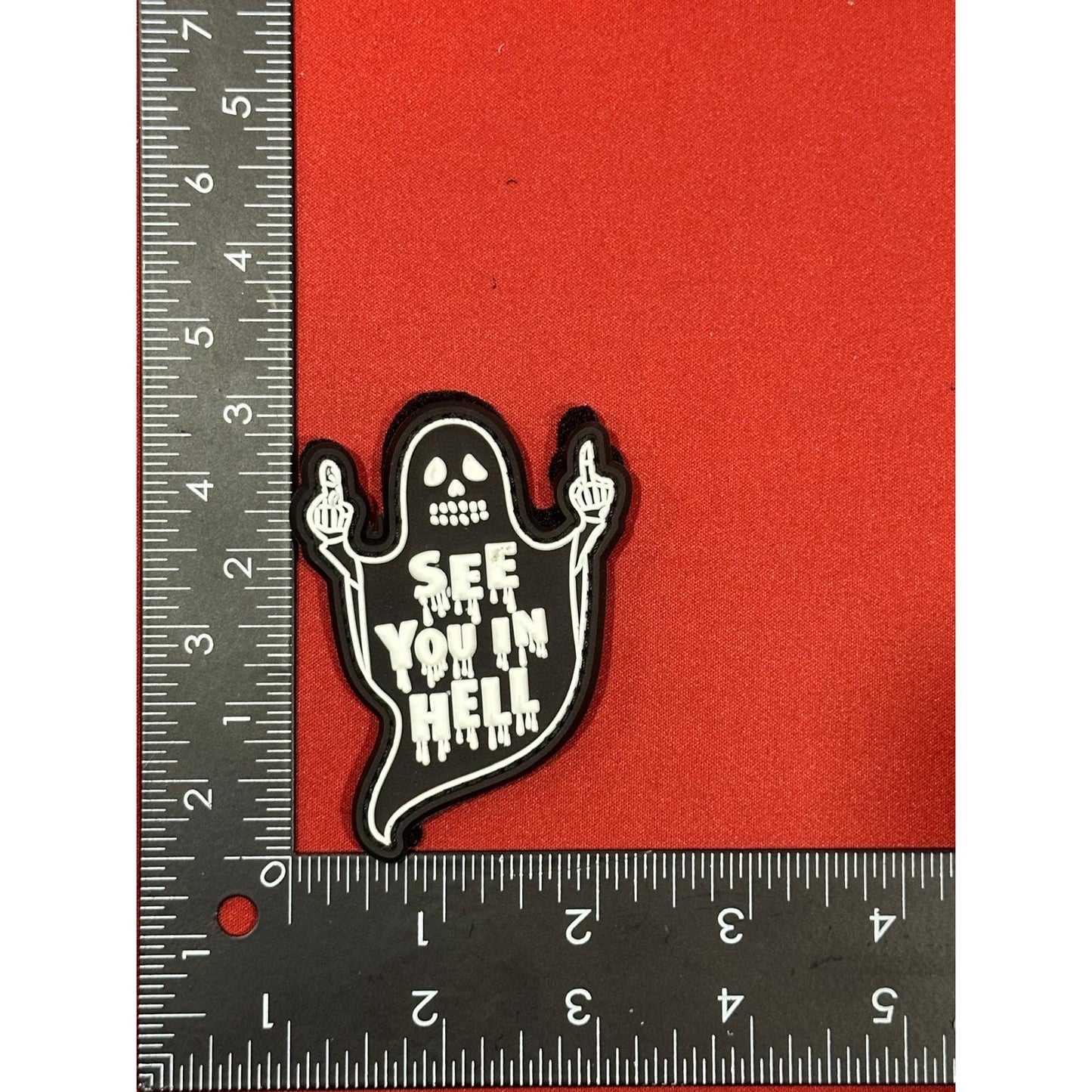 Ghost Hell White-Black Patch HOOK & LOOP Backing