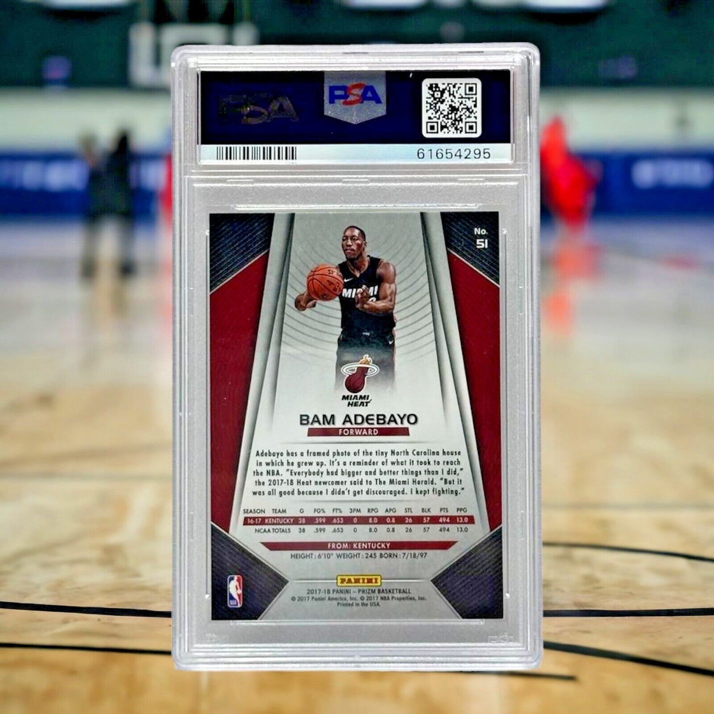 2017-18 Panini Prizm Bam Adebayo #51 PSA 9 MINT Rookie RC