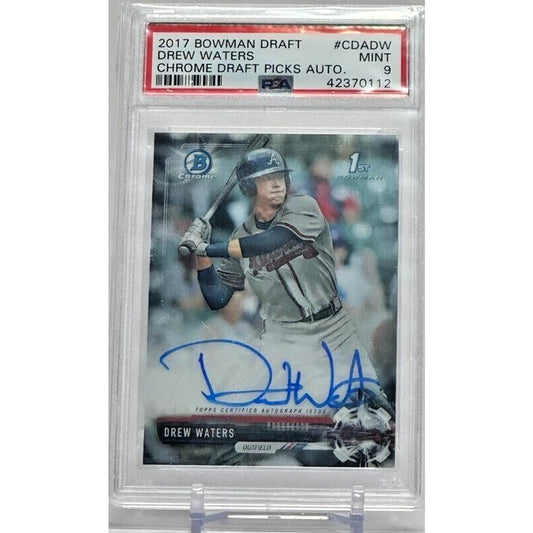 2017 Bowman Draft Chrome Draft Pick Auto Drew Waters PSA 9 MINT Auto