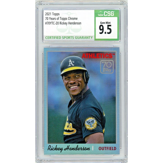 2021 Topps Chrome 70 Years of Baseball Rickey Henderson CSG 9.5 Gem Mint HOF