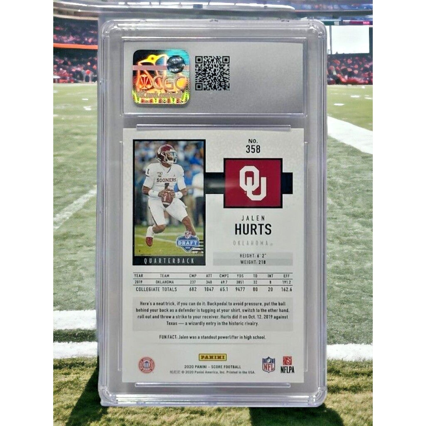 2020 Score Jalen Hurts #358 CGC 9.5 Mint+ Rookie RC