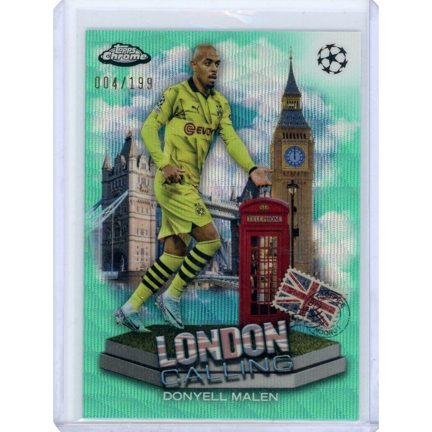 2023-24 TOPPS CHROME UEFA DONYELL MALEN LONDON CALLING AQUA WAVE /199