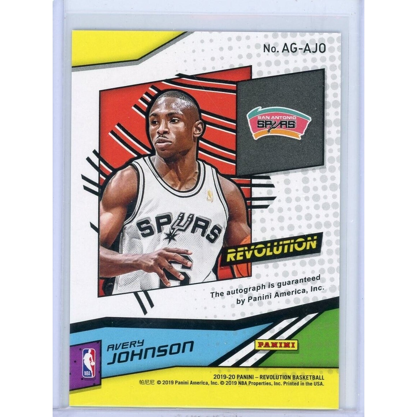 2019-20 PANINI REVOLUTION AVERY JOHNSON AUTO SAN ANTONIO SPURS