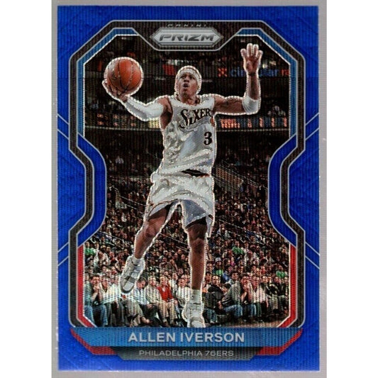 ALLEN IVERSON 76ERS HOF WAVE BLUE PRIZMS REFRACTOR #19 SP 2020-21 PANINI PRIZM