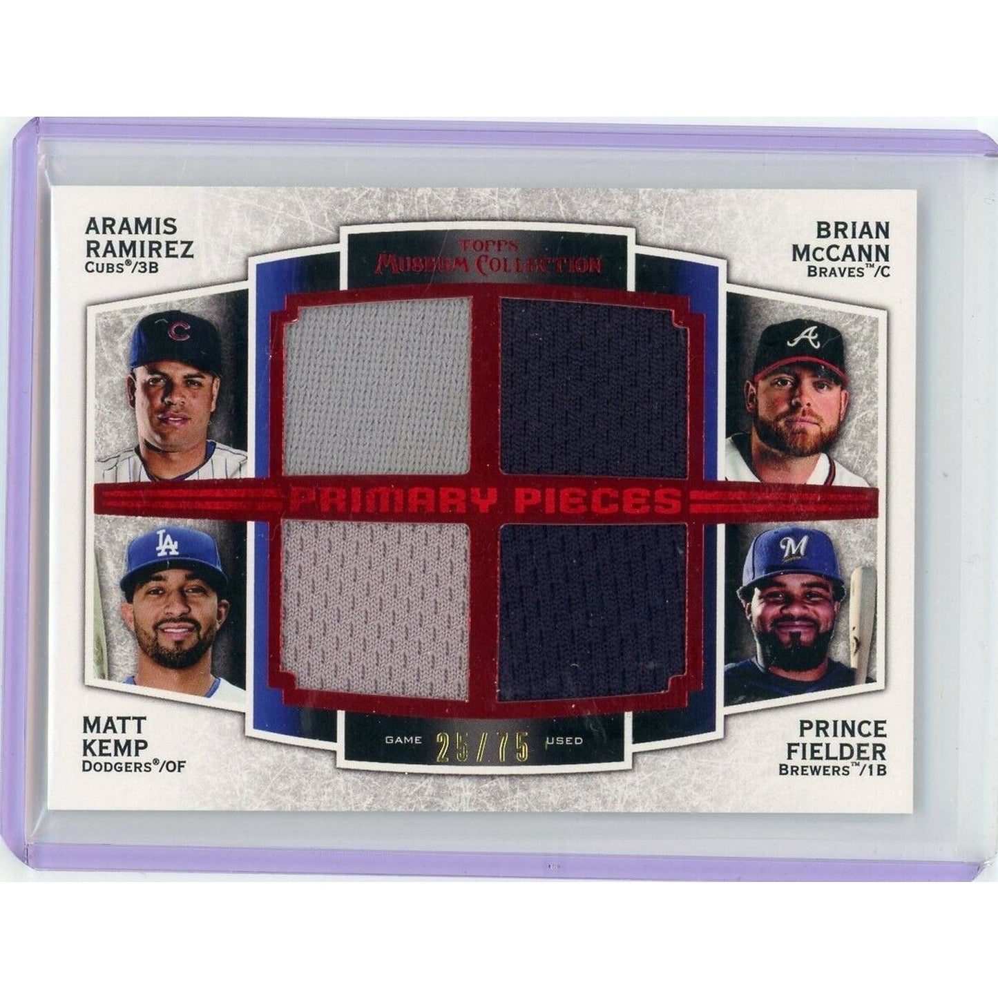 2012 TOPPS MUSEUM COLLECTION QUAD PATCH /75 MATT KEMP FIELDER MCCANN RAMIREZ