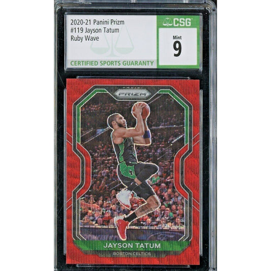 2020-21 Panini Ruby Wave Prizm #119 Jayson Tatum Boston Celtics CSG 9 MINT