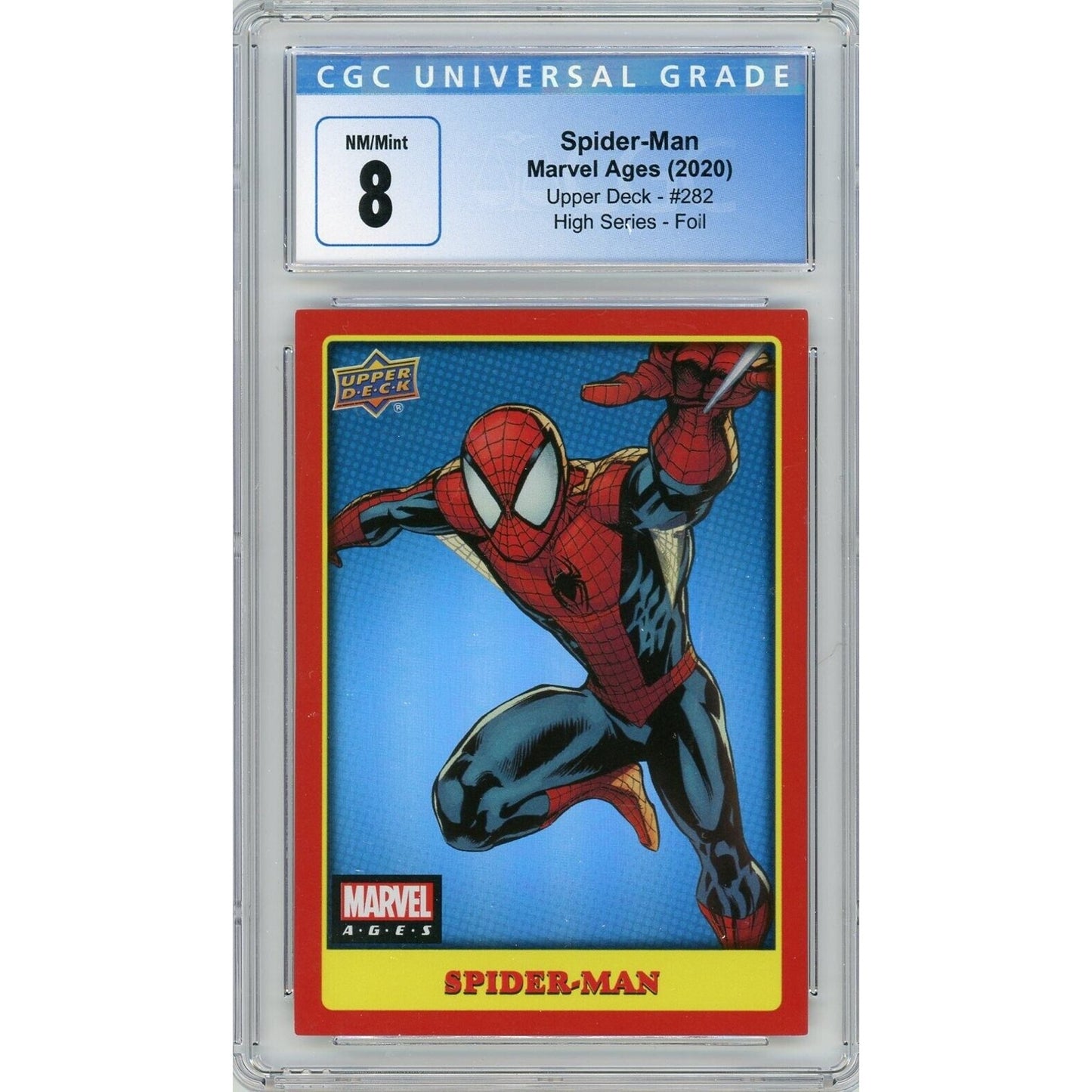 2020 Upper Deck Marvel Ages Premium Parallel Spider-Man #282 CGC 8